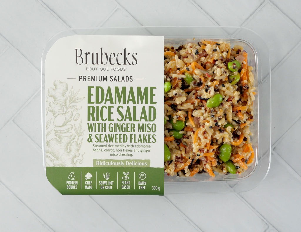 Edamame Rice Salad with Ginger Miso & Seafood Flakes