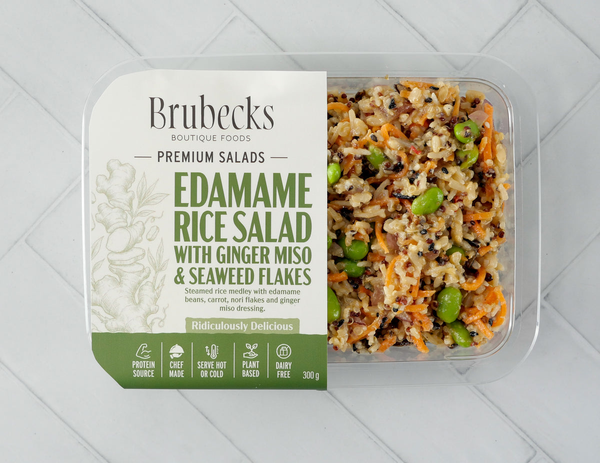 Edamame Rice Salad with Ginger Miso & Seafood Flakes