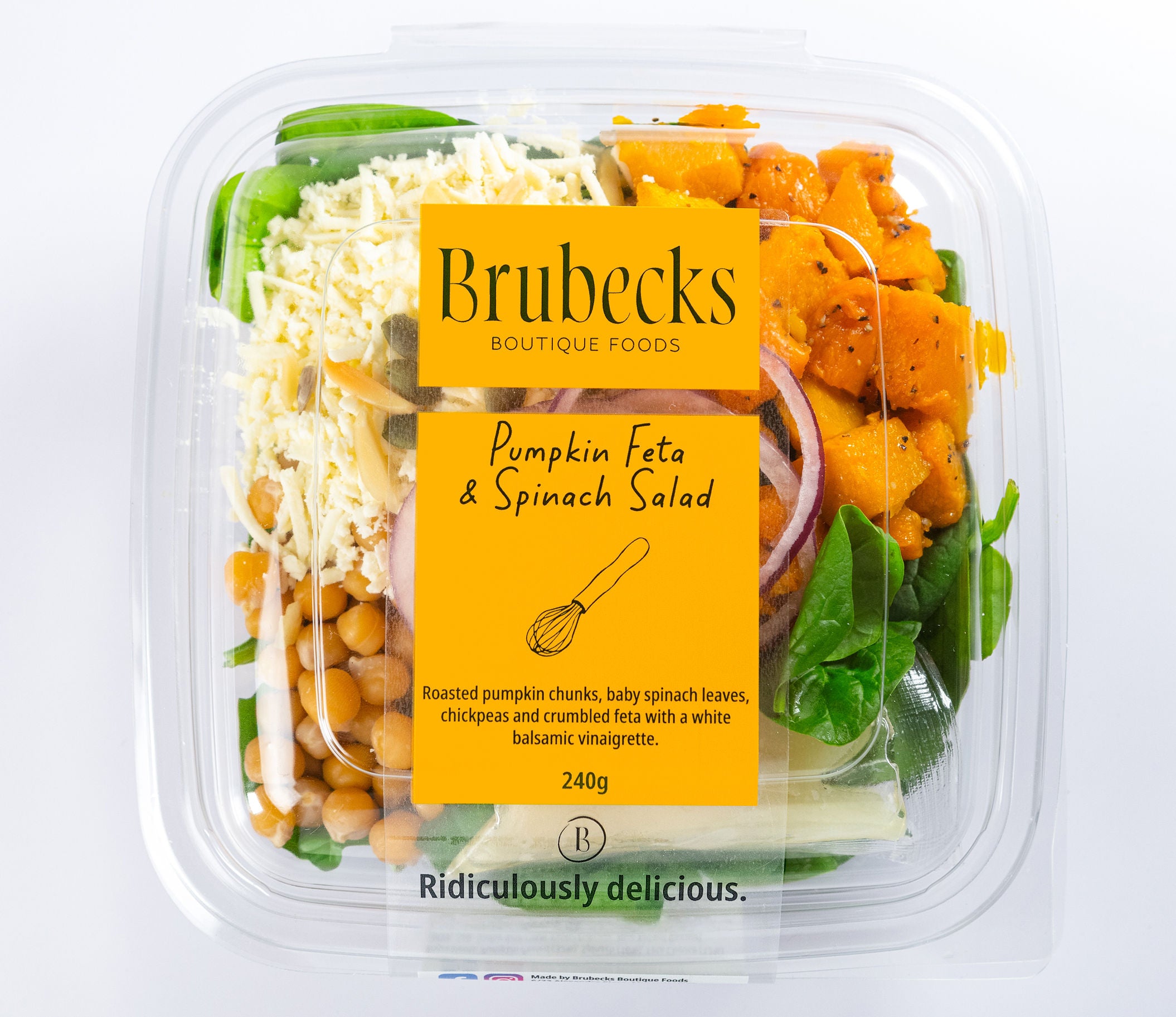 Brubecks Pumpkin Feta & Spinach Salad packaging on a white background
