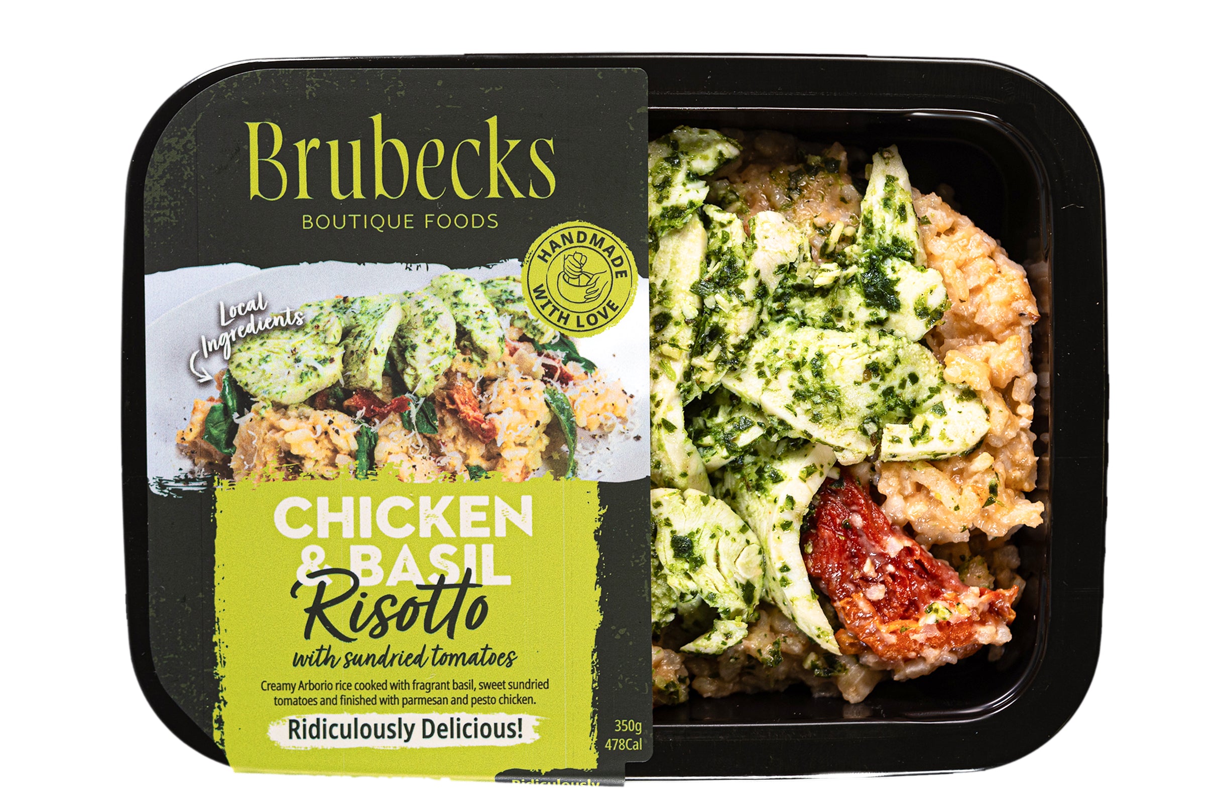 Brubecks Chicken & Basil Risotto packaging on a white background