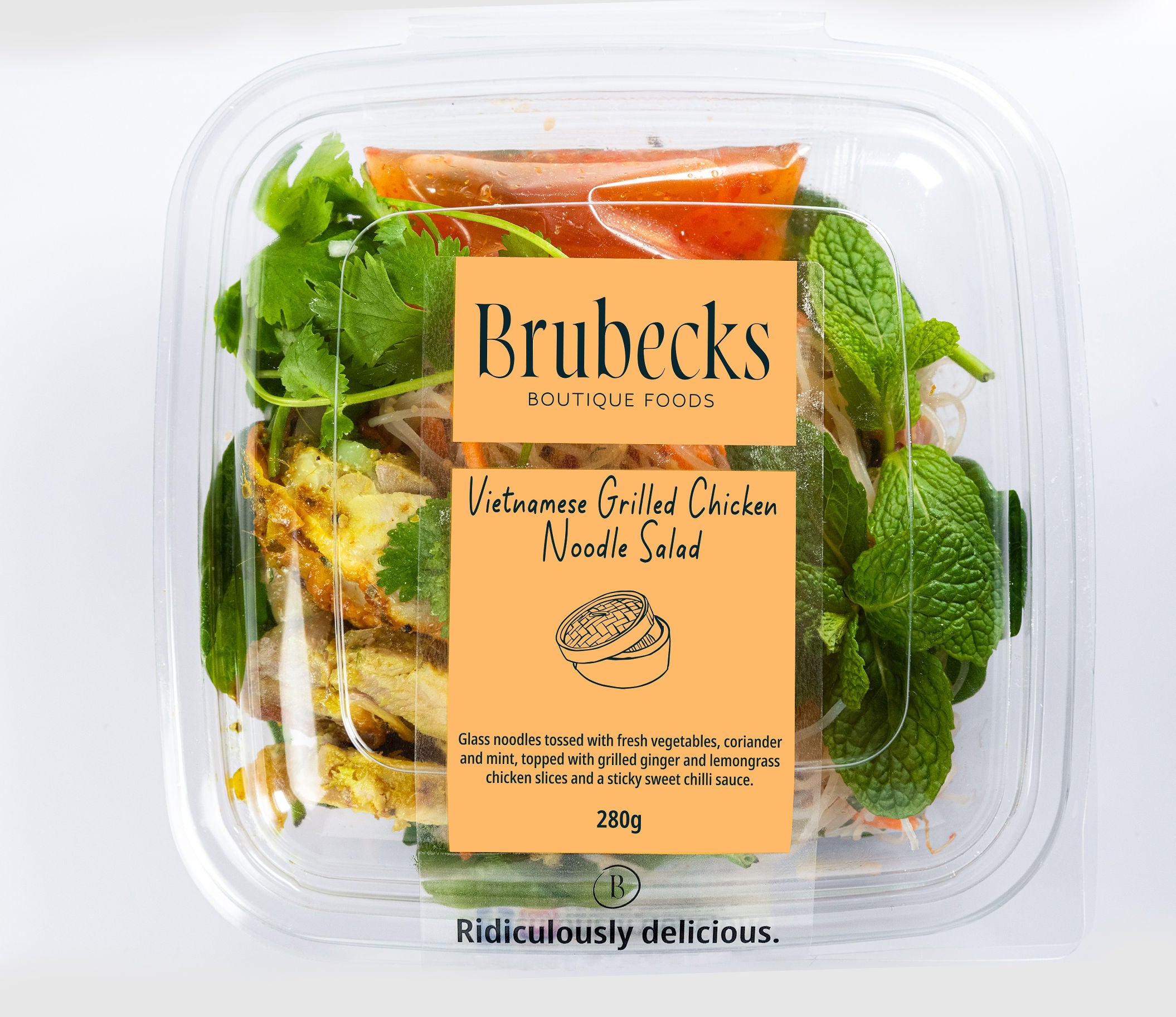 Brubecks Vietnamese Grilled Chicken Noodle Salad packaging on a white background