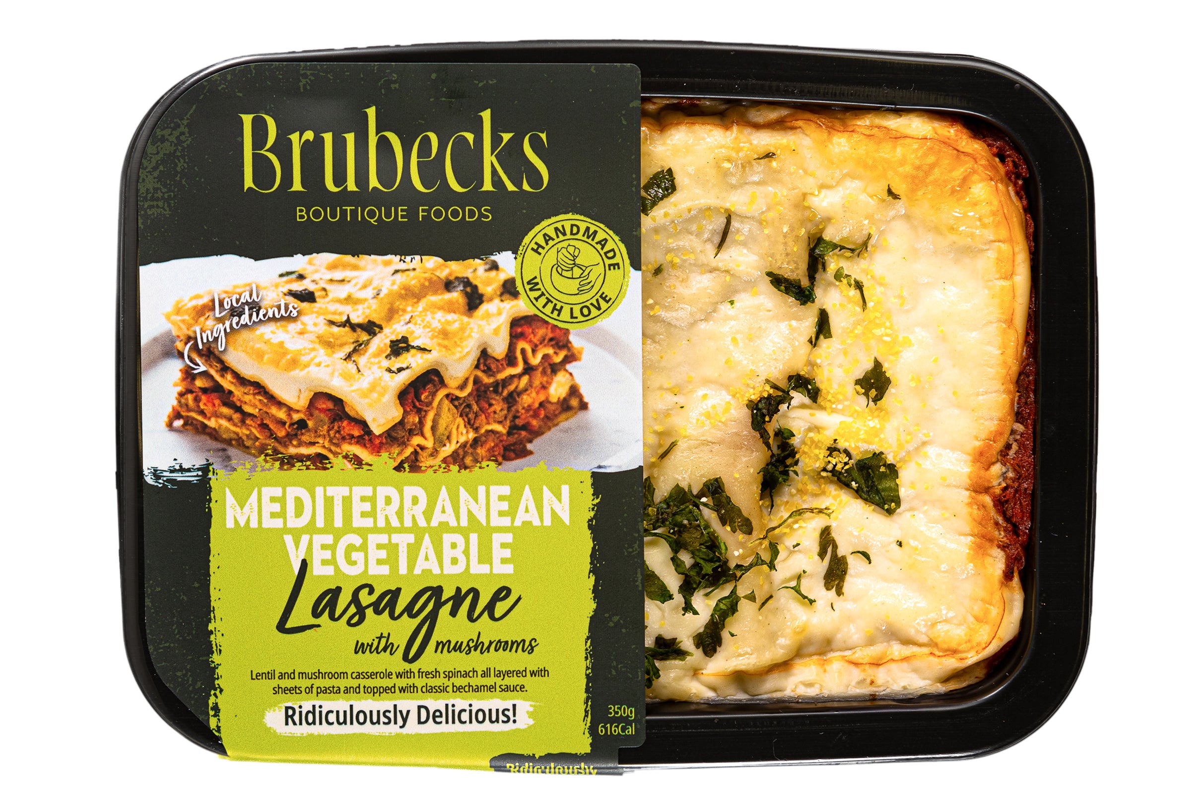 Brubecks Mediterranean Vegetable Lasagne packaging on a white background