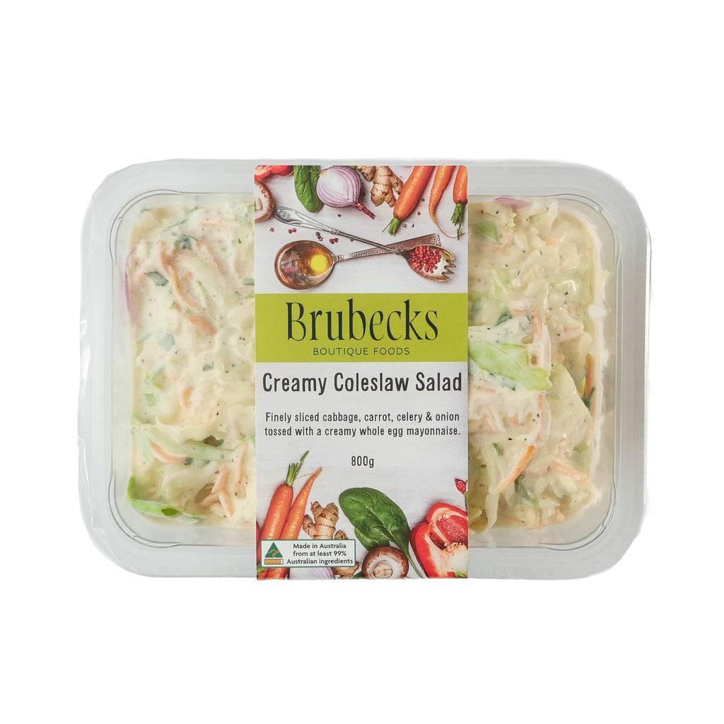 Brubecks Creamy Coleslaw Salad packaging on a white background