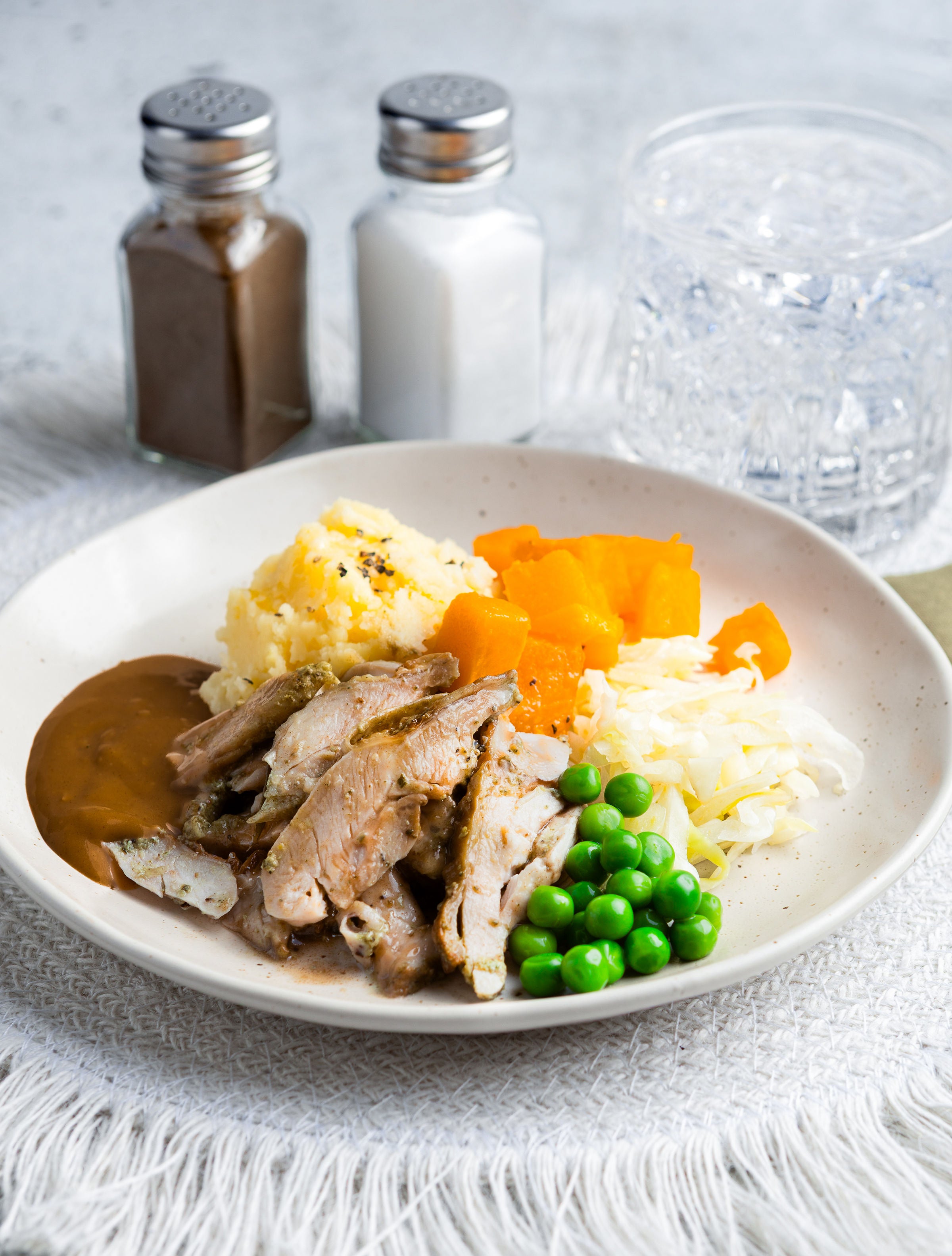 SaH Herb Roast Chicken with Mash & Greens