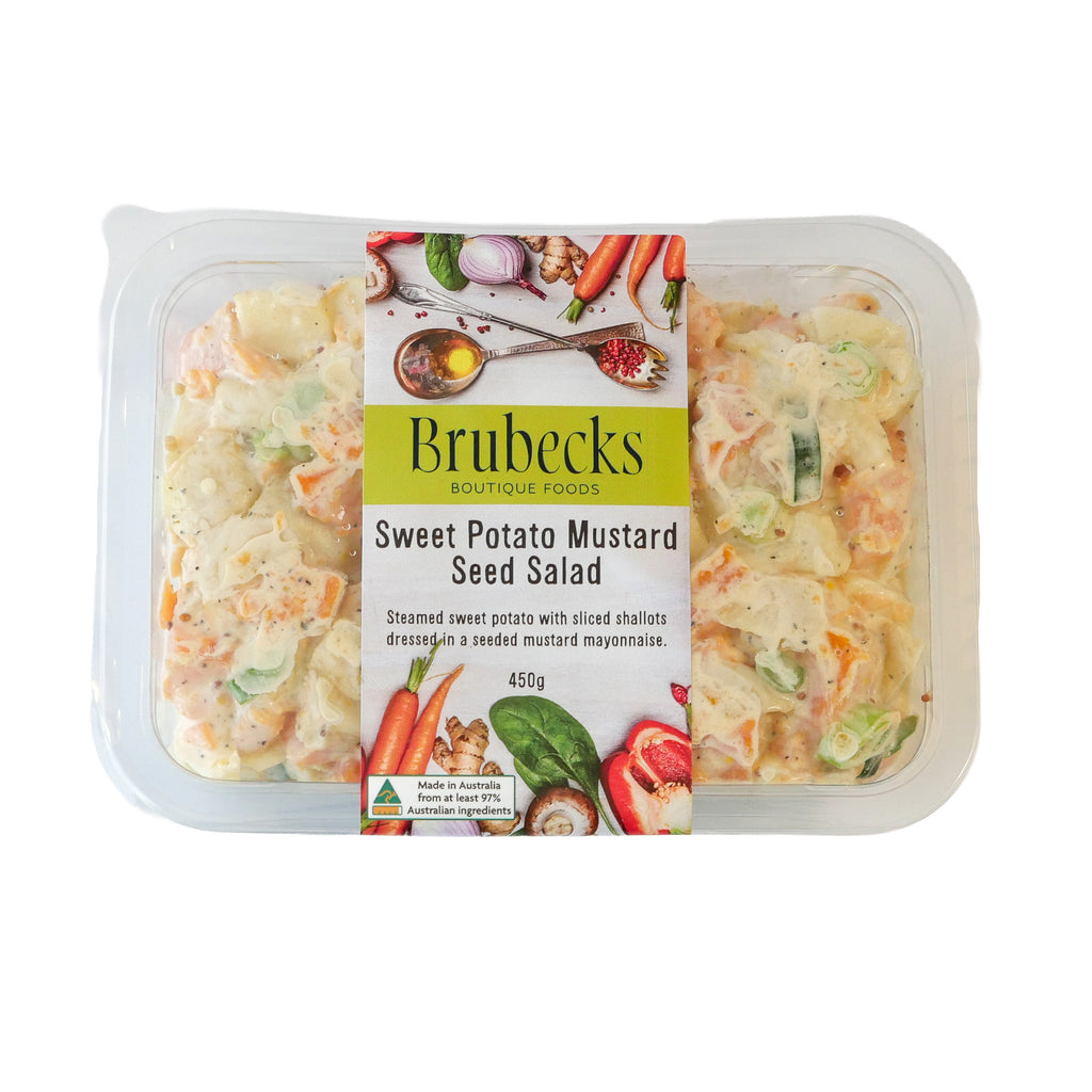 Brubecks Sweet Potato Mustard Seed Salad packaging on a white background